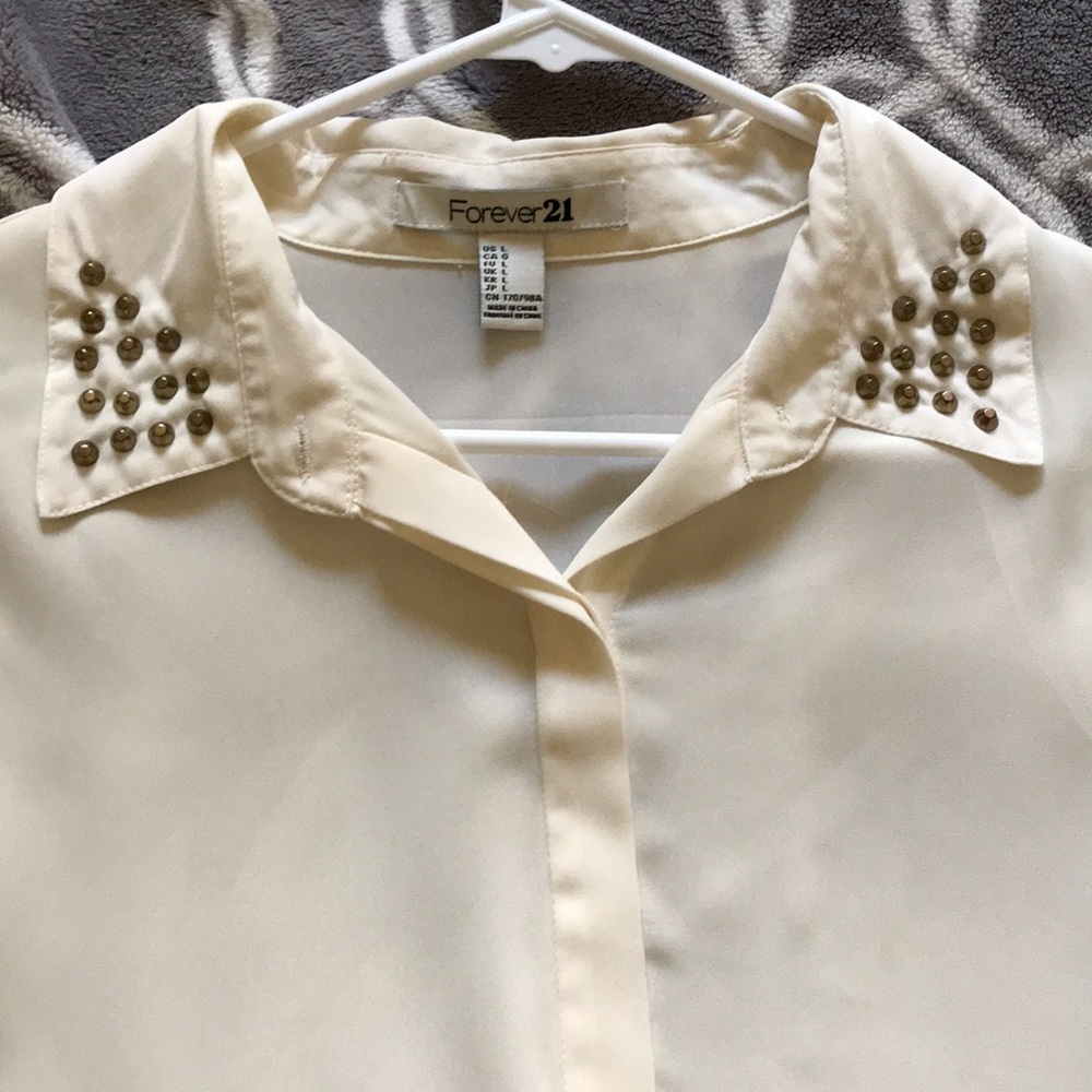 Forever 21 white blouse with gold studs